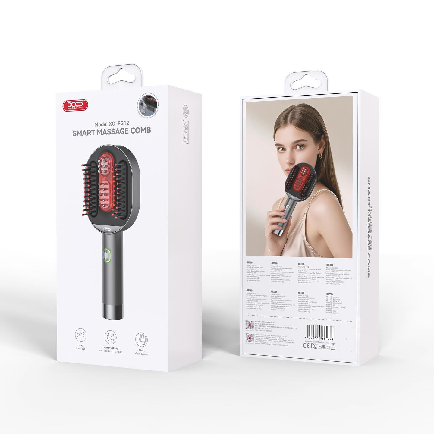 MASAJEADOR PEINE INTELIGENTE XO-FG12